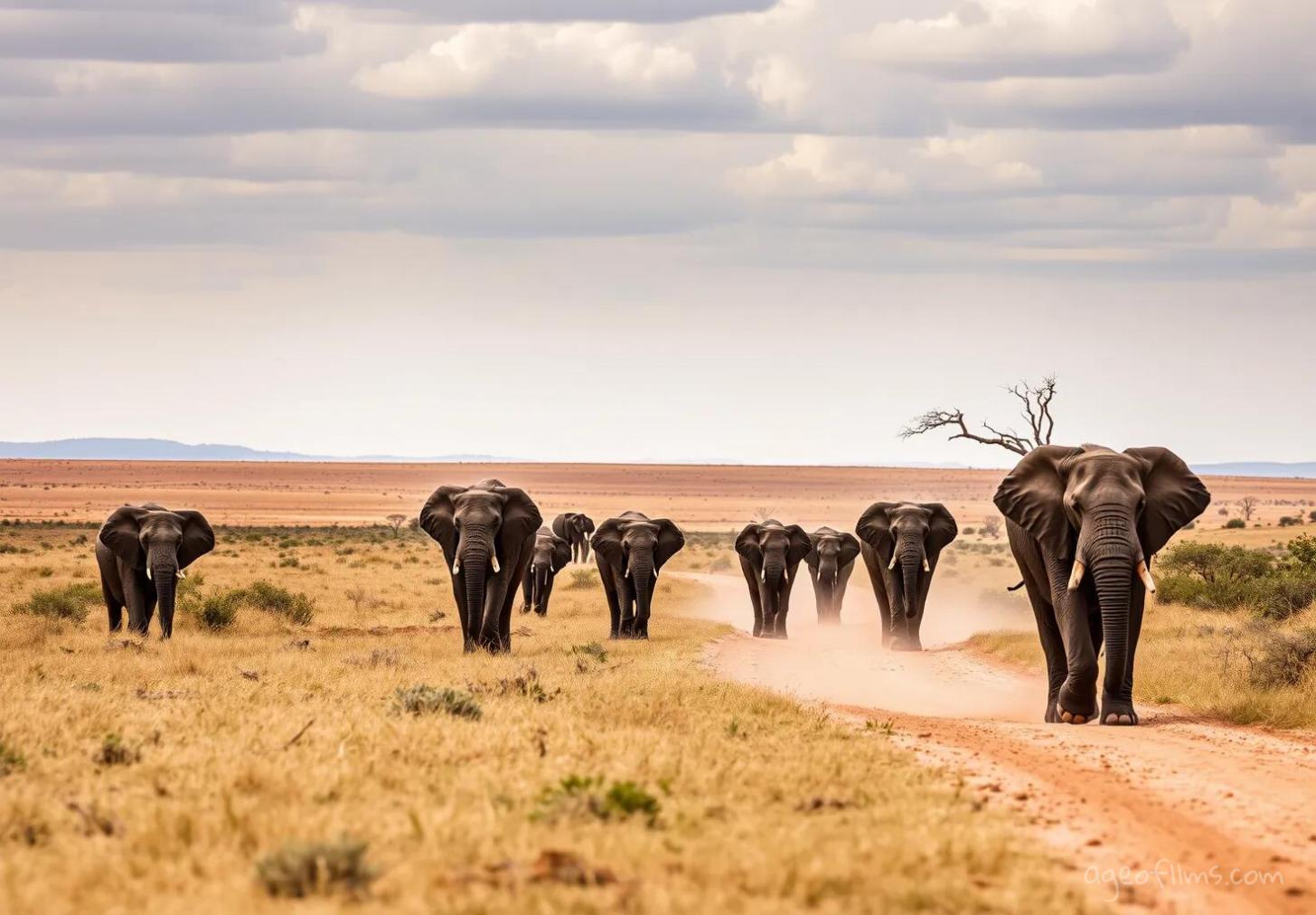 Elephants in Savannah Desert Visual
