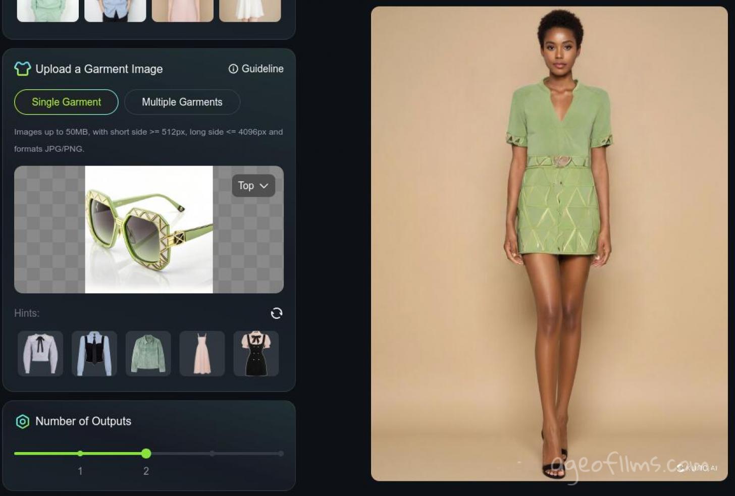 Kling AI virtual try-on doesn't work with sunglasses