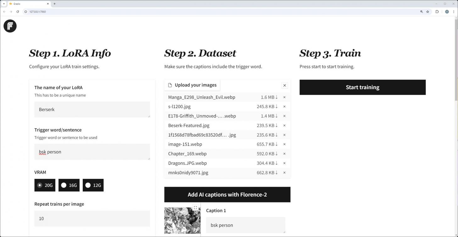 fluxgym training ui