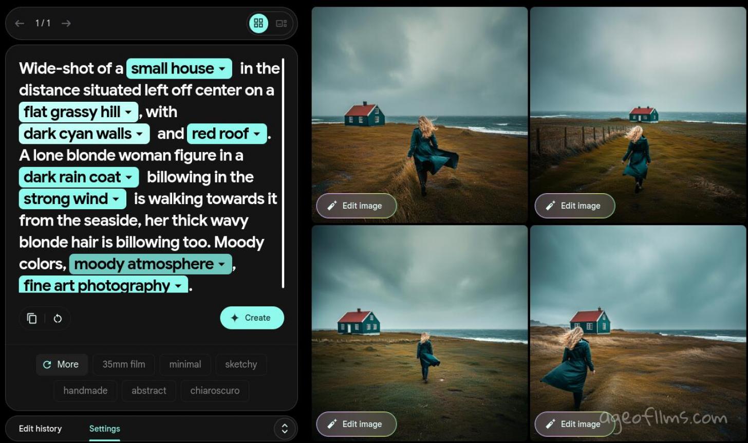 My text prompt for Image FX was a moody one