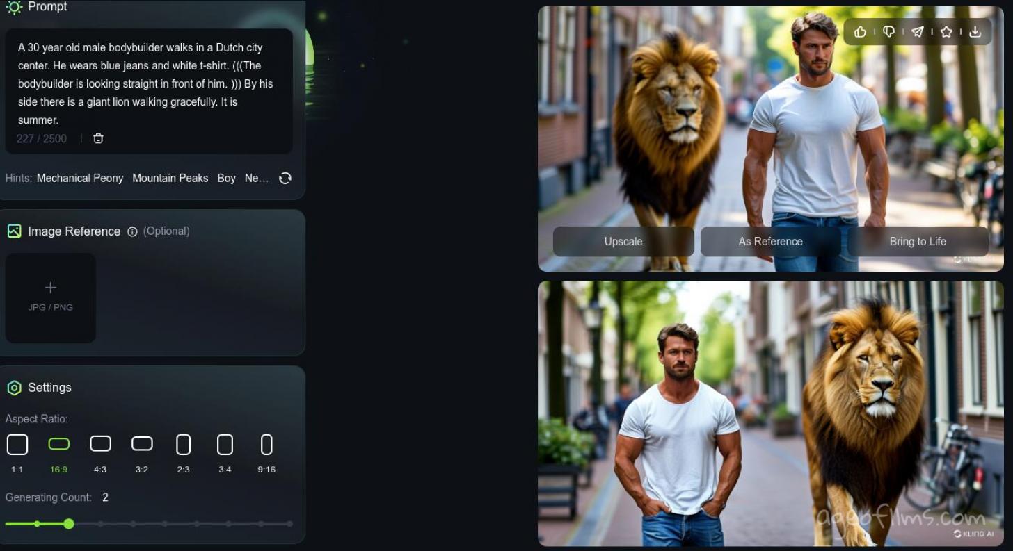 Kling's output for man and lion